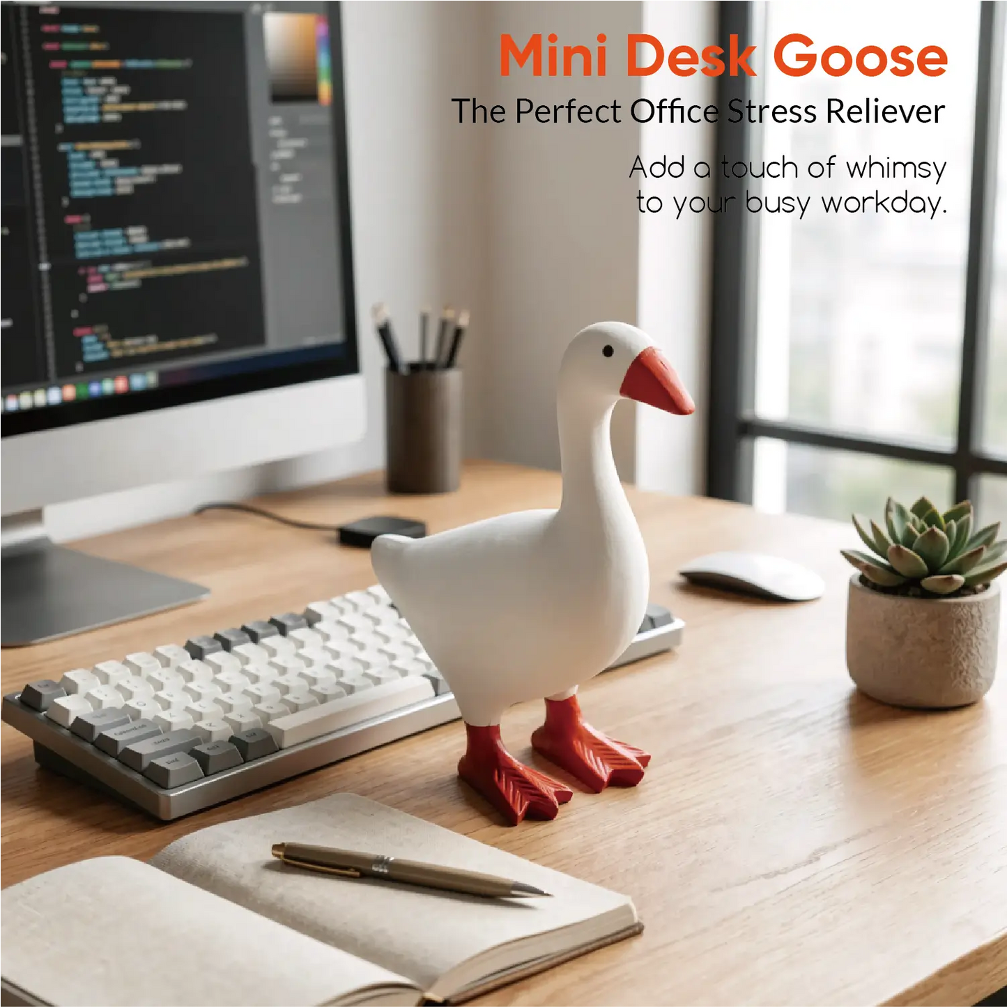 Desk Goose 7 inch, Mini Desktop Goose Statue Decor for Living Room Bedroom Bookshelf Coffe Table and Office Display